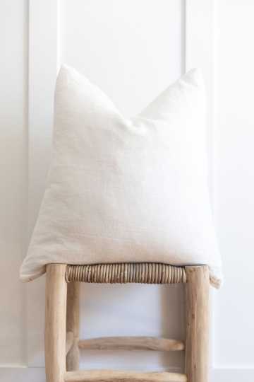 Double Sided White Linen Pillow Cover